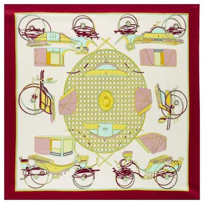 Luxury Brand Twill Silk Scarf Pumpkin Court Carriage Square Scarf New Design Print Kerchief Women Neck Shawl Wraps 130cm