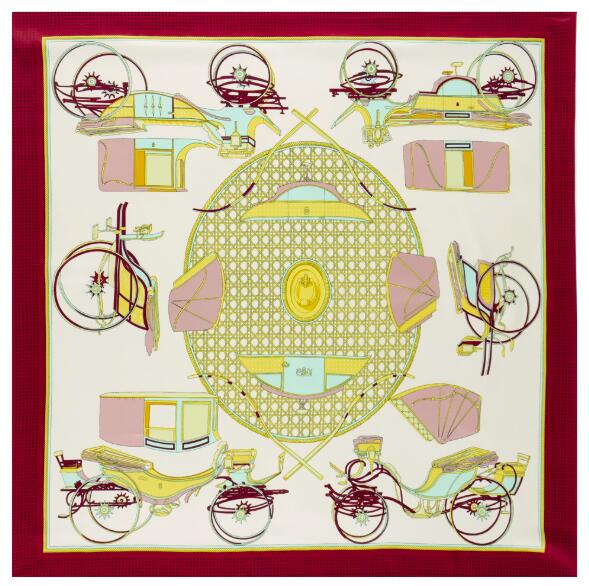 Luxury Brand Twill Silk Scarf Pumpkin Court Carriage Square Scarf New Design Print Kerchief Women Neck Shawl Wraps 130cm