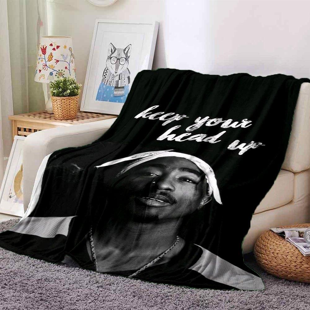 1ks 2Pac Hip Hop Deky Měkká Lehká Pro Všechna Roční Období Víceúčelový Přehoz na Pohovku, Postel, do Kanceláře & na Pikniky, Francouzský Styl s Ikonickým Obalem Alba & Citáty