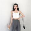 Women Summer Strap Solid Color Bare Midriff Crop Top