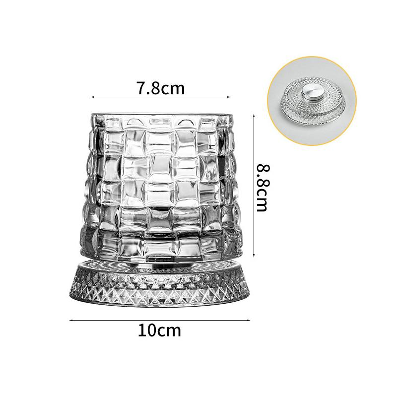 Whiskey Glasses Rotating Whisky Glass with Glass Base 360 Rotate Degrees Crystal Rum Glass for Cocktail Party Drinking 2026 New