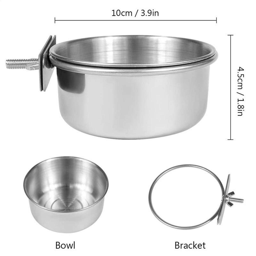 Parrot Feeding Cups Birds Food Dish Stainless Steel Feeders Water Cage Bowls with Clamp Holder for Parakeet Parrot Small Animal