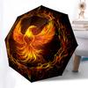 Phoenix Rising: Fiery Bird Circular Art PrintUmbrella, Portable 3-Fold Compact Umbrella for Men & Women Gift