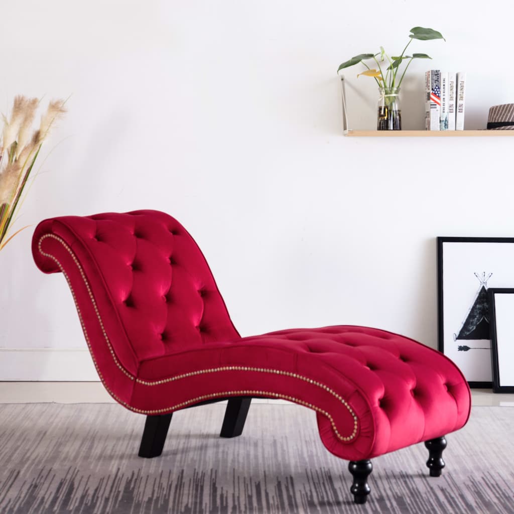Red Velvet Chaise Lounge