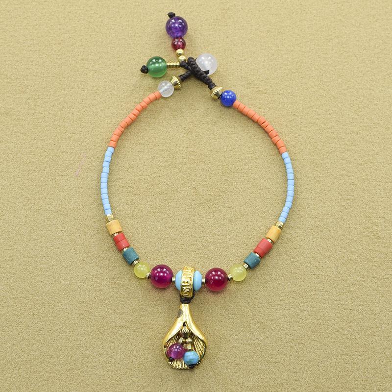 New Ethnic Style Retro Woven Fashion Women 'S Bracelet Adjustable Gemstone Beaded Antique Charm Yoga Bracelet Female Jewelry