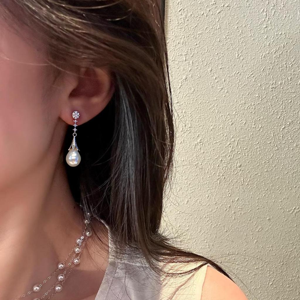 Natural Freshwater Pearl Drop Earrings,Real Pearl Elegant Earrings Gold Plated White Pearl Earrings Fine Jewelry Birthday Gifts