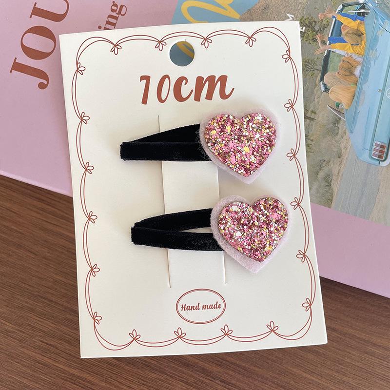 Korean Geometric Water Drop Heart BB Clip with Rhinestones for Children