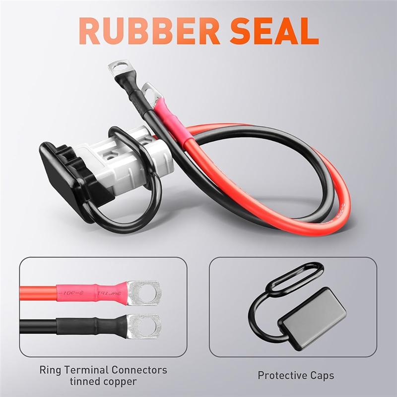 A25F-SB50 for Anderson Connector 8AWG 50A Battery Cable O Ring Terminal 12V-72V Wire Harness Plug Kit