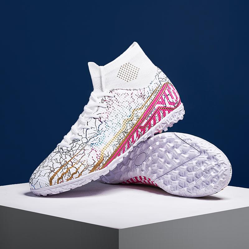 Youth Adult New Quality Shock Absorption Anti-skid and Wear-resistant High Top Short Spike Outdoor Football Shoes and Sports Shoes