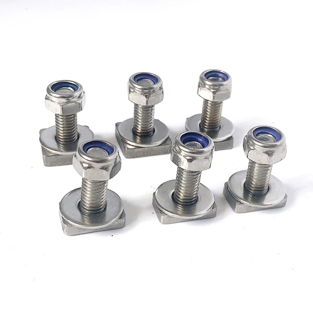 6PCS Stainless Steel Slot Channel M8 T Bolts 27mm Locknuts Kit For Track Awning 4x4 4WD