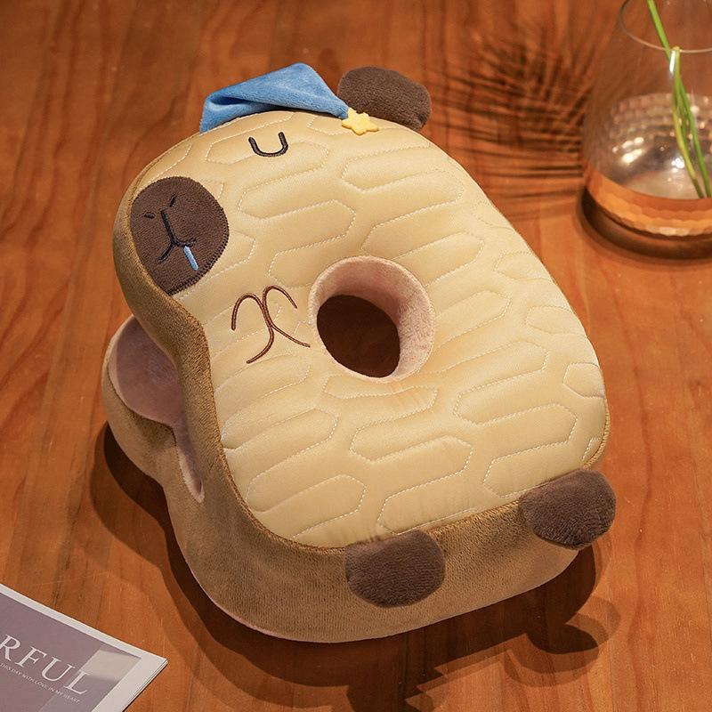 Cute Cat Nap Pillow Ice Silk Plush Throw Pillow Cuddle Cat Office Table Nap Artifact Waist Backrest Female