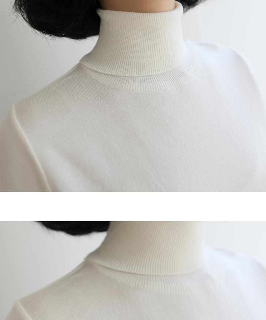 Ppaeppae Warm Basic Long Neck Turtleneck Knit T-Shirt