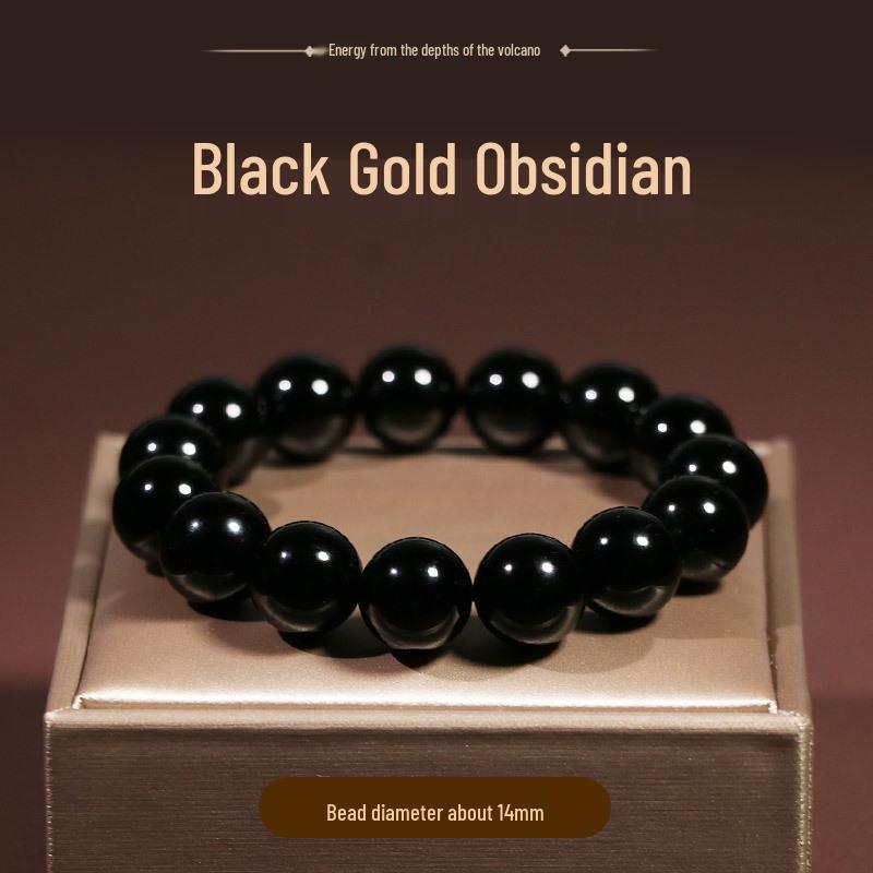 Super God Shine Black Obsidian Bracelet 6-18mm for Men and Women