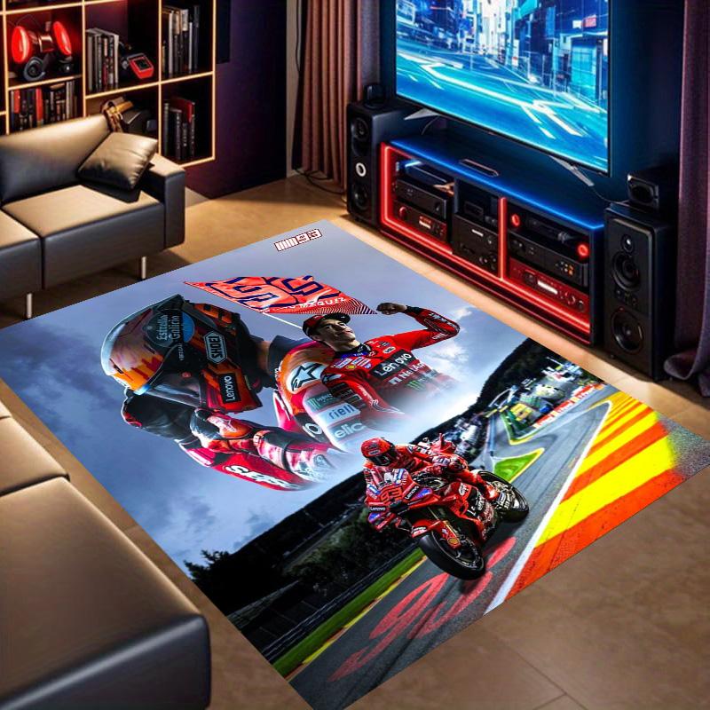 Marc Marquez 93 MotoGP Rug, Motorcycle Racer Portrait Print Area Rug, Motorbike Racing Floor Mat for Fan Bedroom Decor