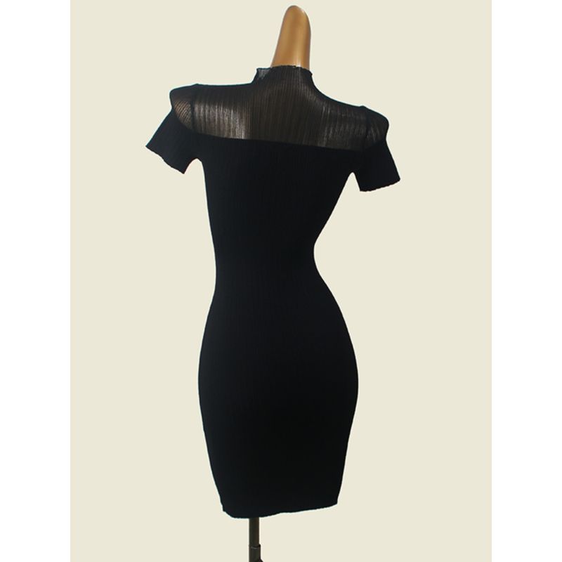 Gauze Knitting Patchwork Inner Hip Skirt Fashion Style Sexy Small Slit Export Knitted Dress