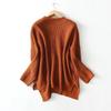 Foreign Trade Export Loose Slimming V-neck Idle Style Sweater Mid-Length Irregular Thick Needle Bright Silk Knit Women