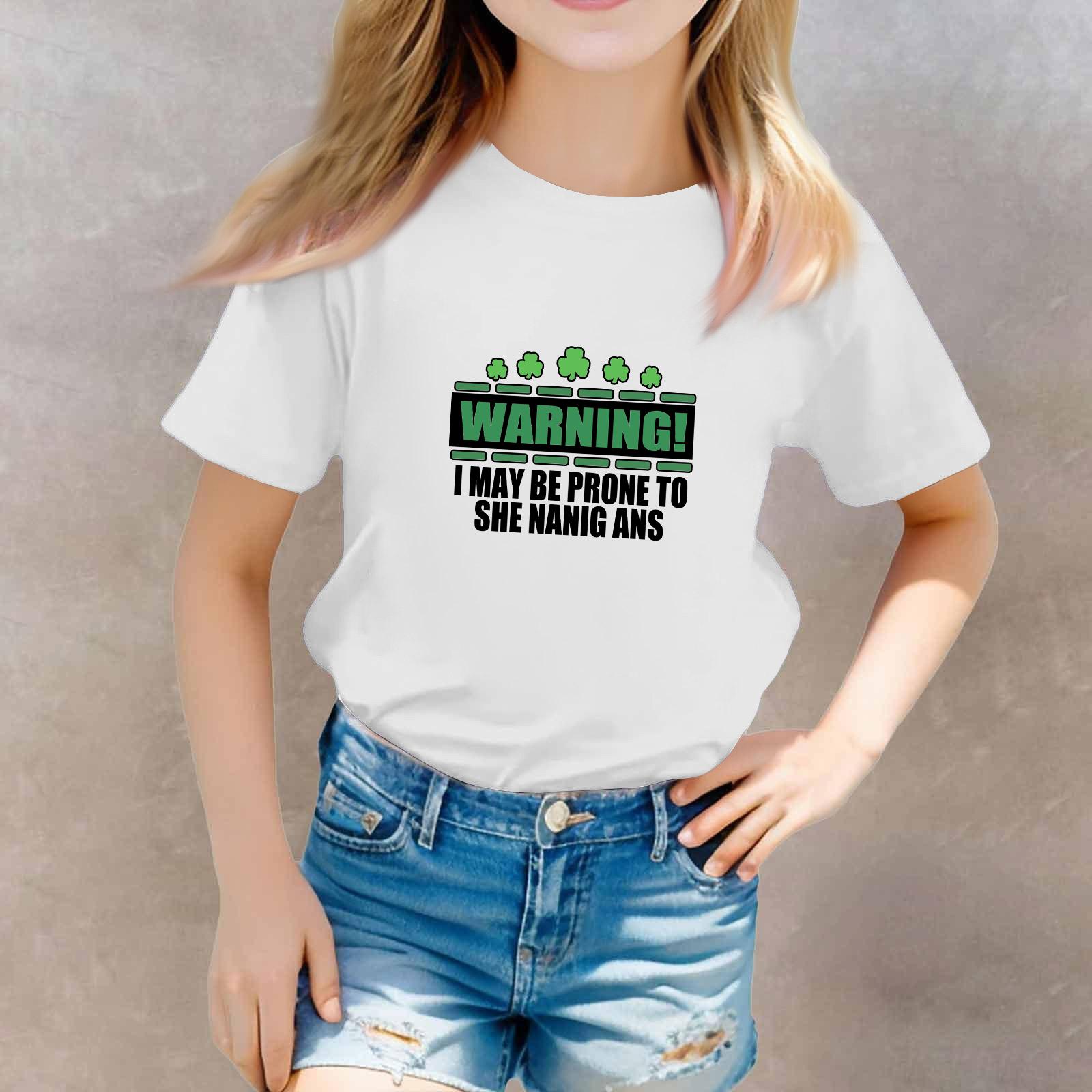 

St. Patrick s Day Toddler Girl Boy T-Shirts Kids Top Boys And Girls Printed Short Sleeved T-shirt 160 білий