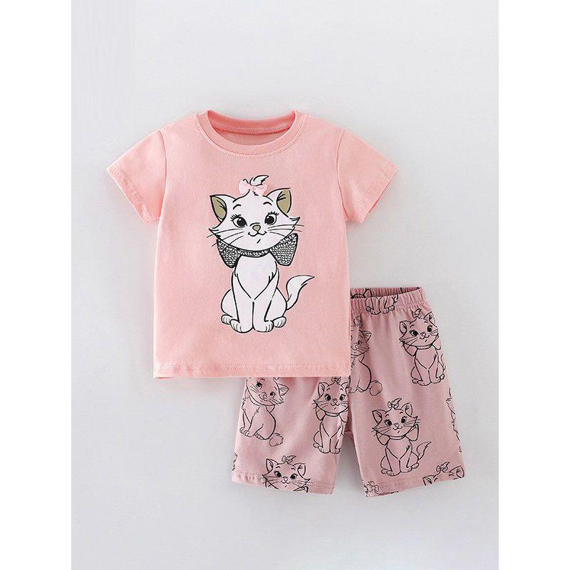 Children's Suit Forestkingdom Brand Children's Clothing New Style Girls' Short-Sleeved T-Shirt and Shorts Suit