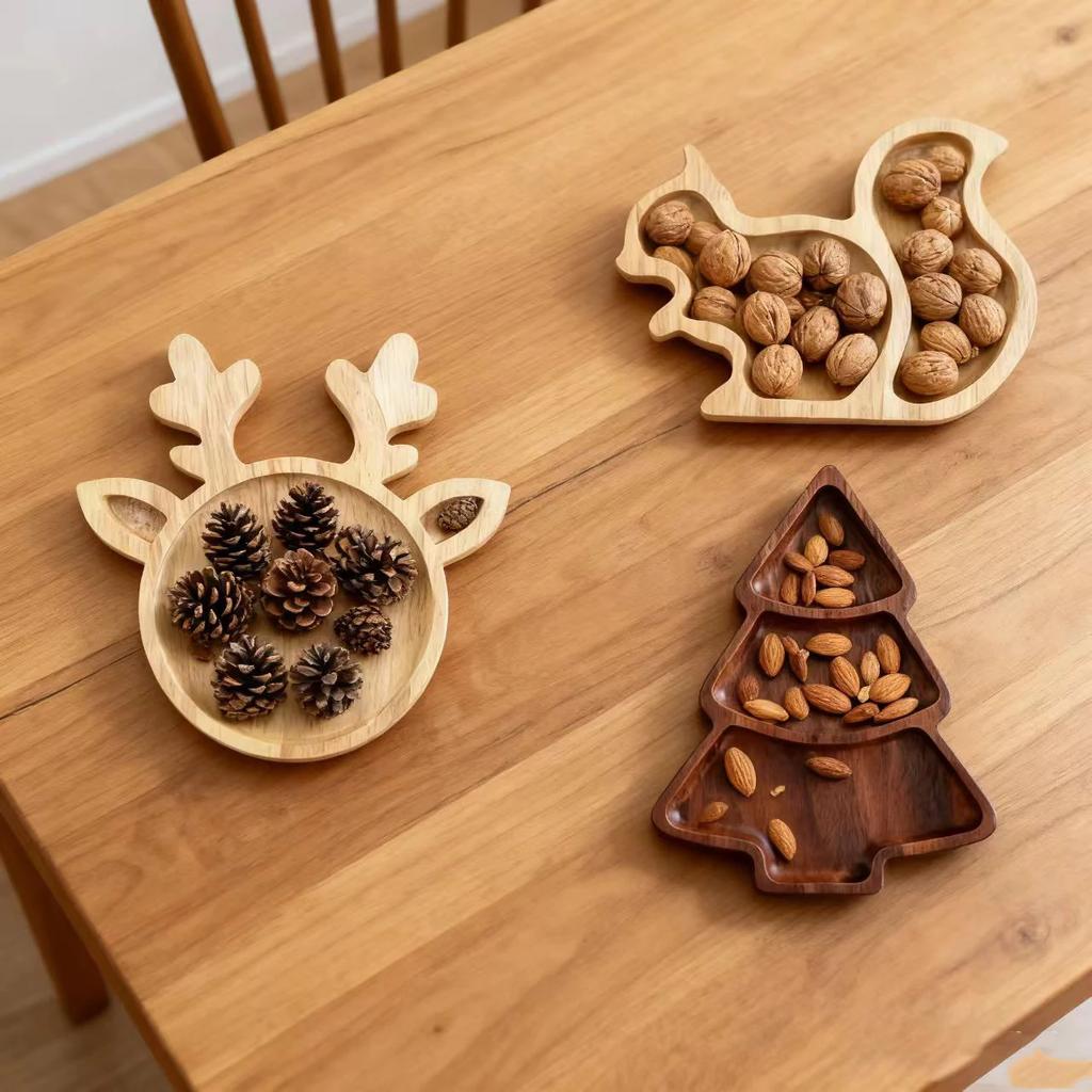 Snack Tray Wooden Serving Dish Perfect for Dried Fruits and Nuts Ideal for Parties and Kitchen Use Home & Restaurant Supplies