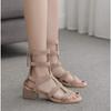 Gladiator Sandals Women Elegant Woman Heeled Shoe Medium Heel Luxury Designer Summer Sandal 2025Fashion Goth Pole Dance Zapatos