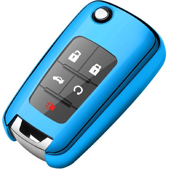Tukellen for Chevrolet Key Fob Cover Premium Soft TPU Full Protection Key Shell Case Compatible with Chevy Camaro Cruze Impala Equinox Volt Spark
