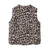 Gilet da donna con lacci e nodo, decorazione leopardata, vestibilità attillata, senza maniche, casual, girocollo, cardigan da donna, gilet da club, festa, quotidiano, top