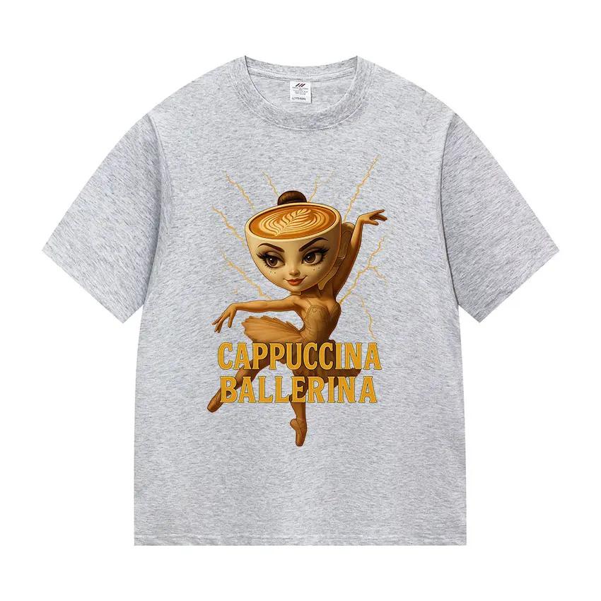 Funny Cappuccino Ballerina Meme Graphics Tee Shirt Women Fashion Cozy Hot Sale T-shirt Summer Women T-shirts