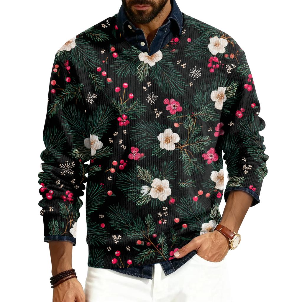 Pánský pulovr s V-výstřihem, s dlouhým rukávem, žebrovaný úplet