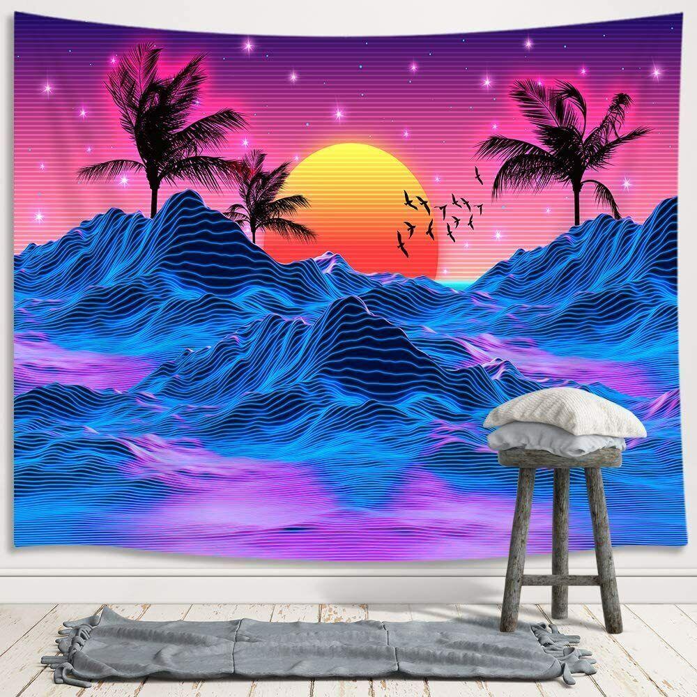 Neon Sunset Tapestry Large Wall Hanging 75x100