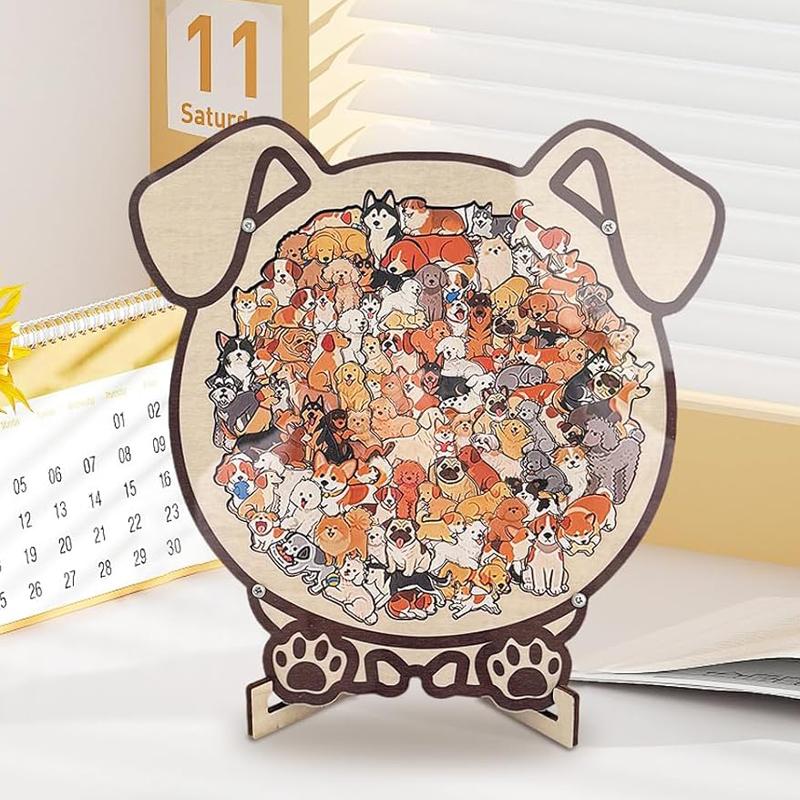 Cat Shaped Puzzle Dog Bear Wooden Jigsaw Puzzle Macaron Colored Puzzle Toy