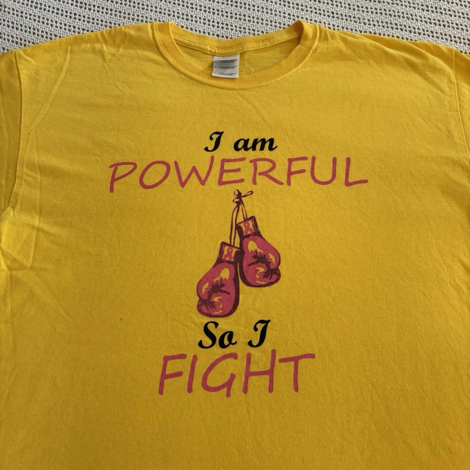 

Breast Cancer Awareness T Shirt Boxing Gloves Fight Yellow - Mens Large 4XL