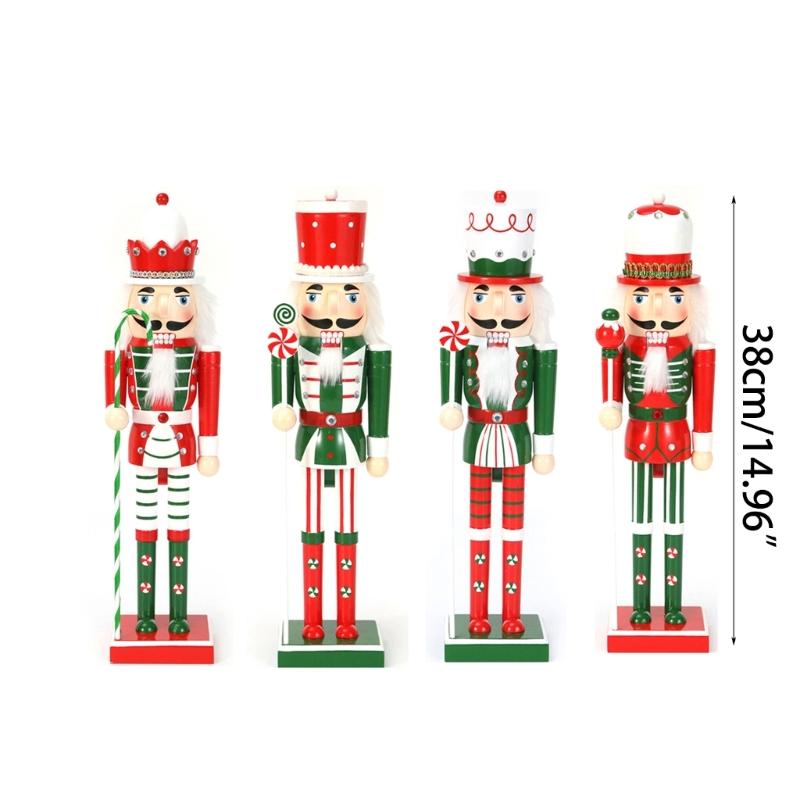 Christmas Nutcracker Wooden Retro Nutcracker Soldier Figurine Display for Kitchen Christmas Decorations