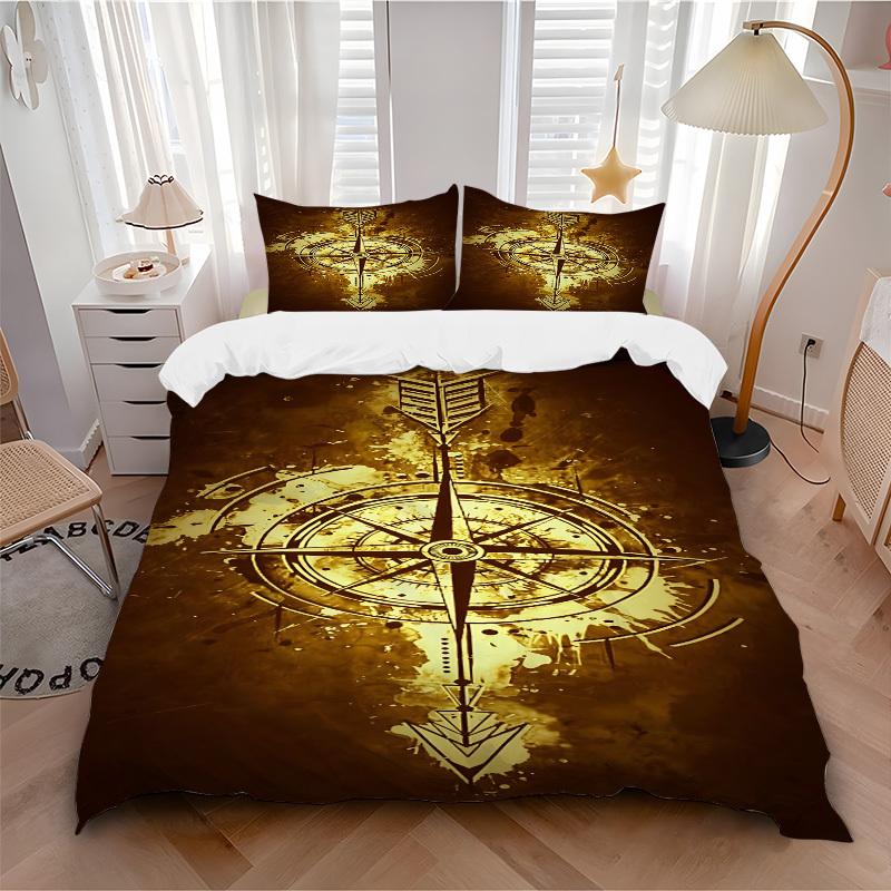 

3pc Compass Arrow Cover Set - 1 Quilt Cover + 2 Pillowcases, All Seasons Bedroom Setting, Perfect for Home045 135x200cm