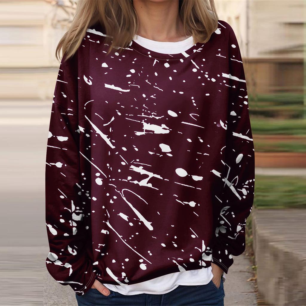 Women's Casual Fashion  Vintage Printed Long Sleeve O-Neck Sweatshirt Layer Pullover Top