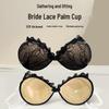 Lace Thickened Palm Cup Bra with Shoulder Straps - Invisible Gather for Wedding Dresses