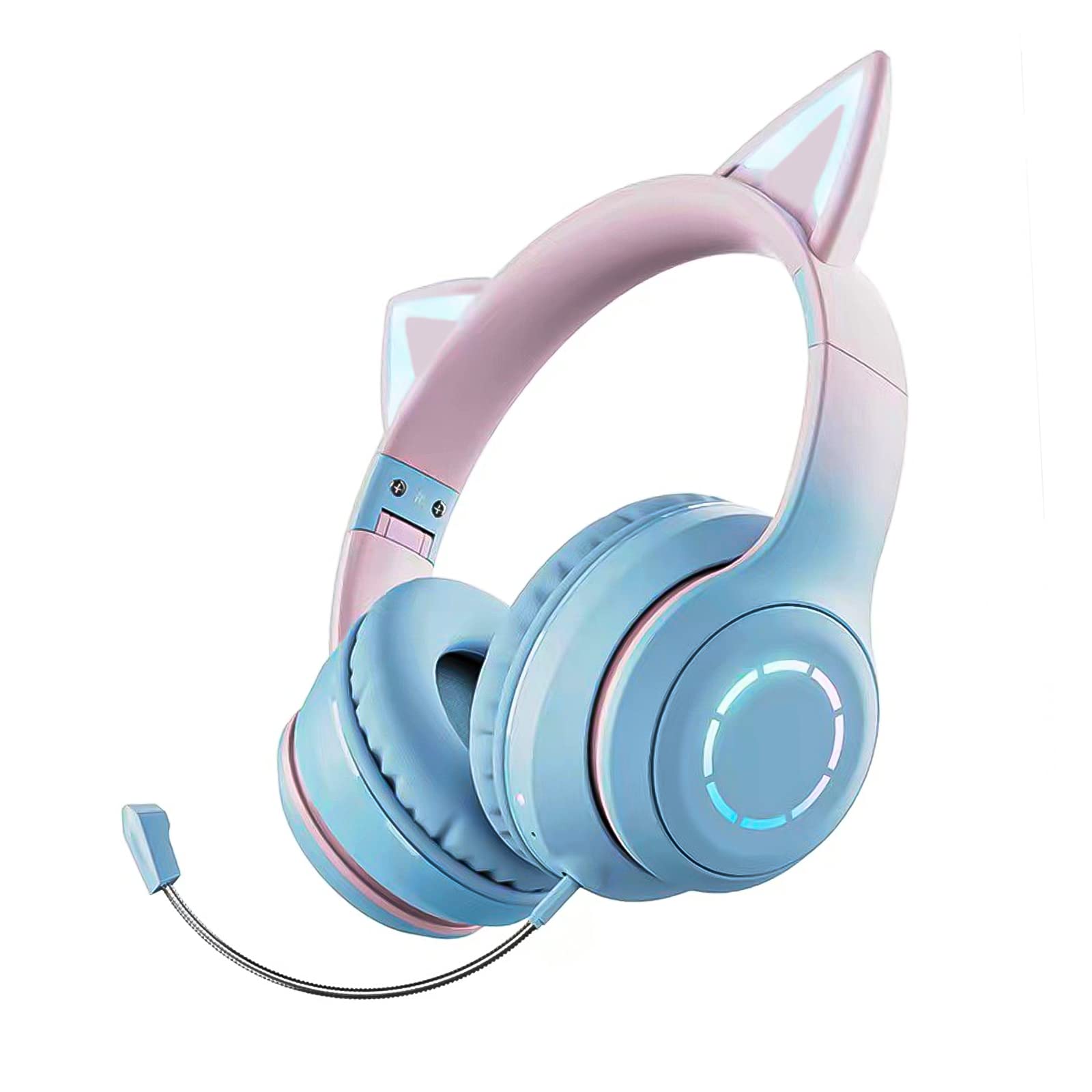 

Bluetooth Cat Ear Wireless Headphones with Rainbow Color Bluetooth Adjustable Wired and Wireless Exquisitely Perfect Gift for and New Years 5.1 синій