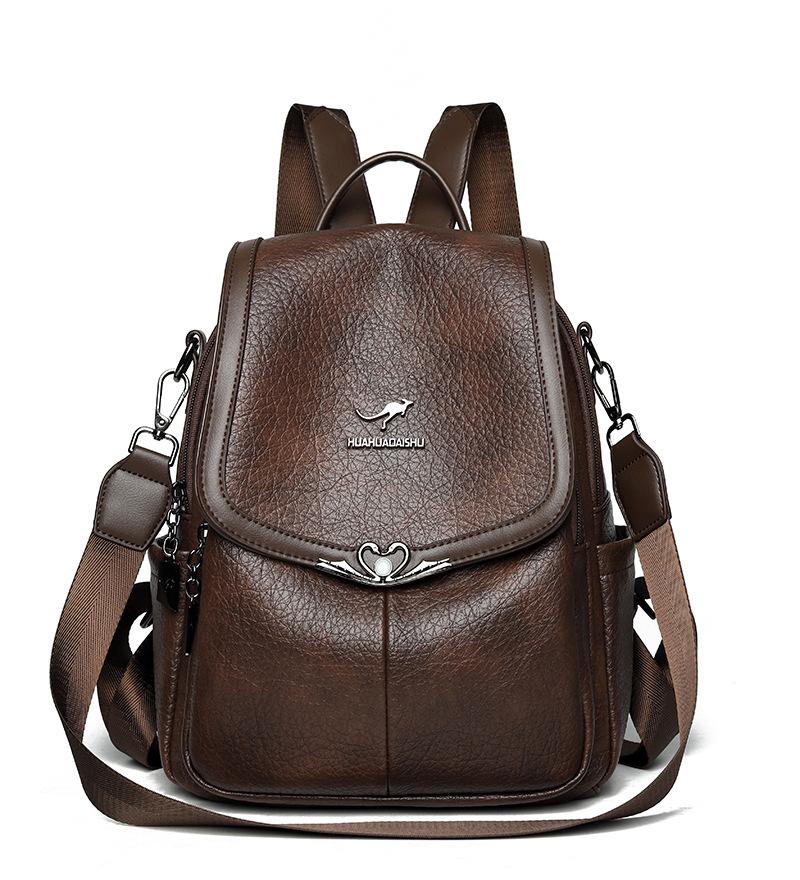 

Large Capacity Women s PU Backpack Multi-use Shoulder Bag кавовий