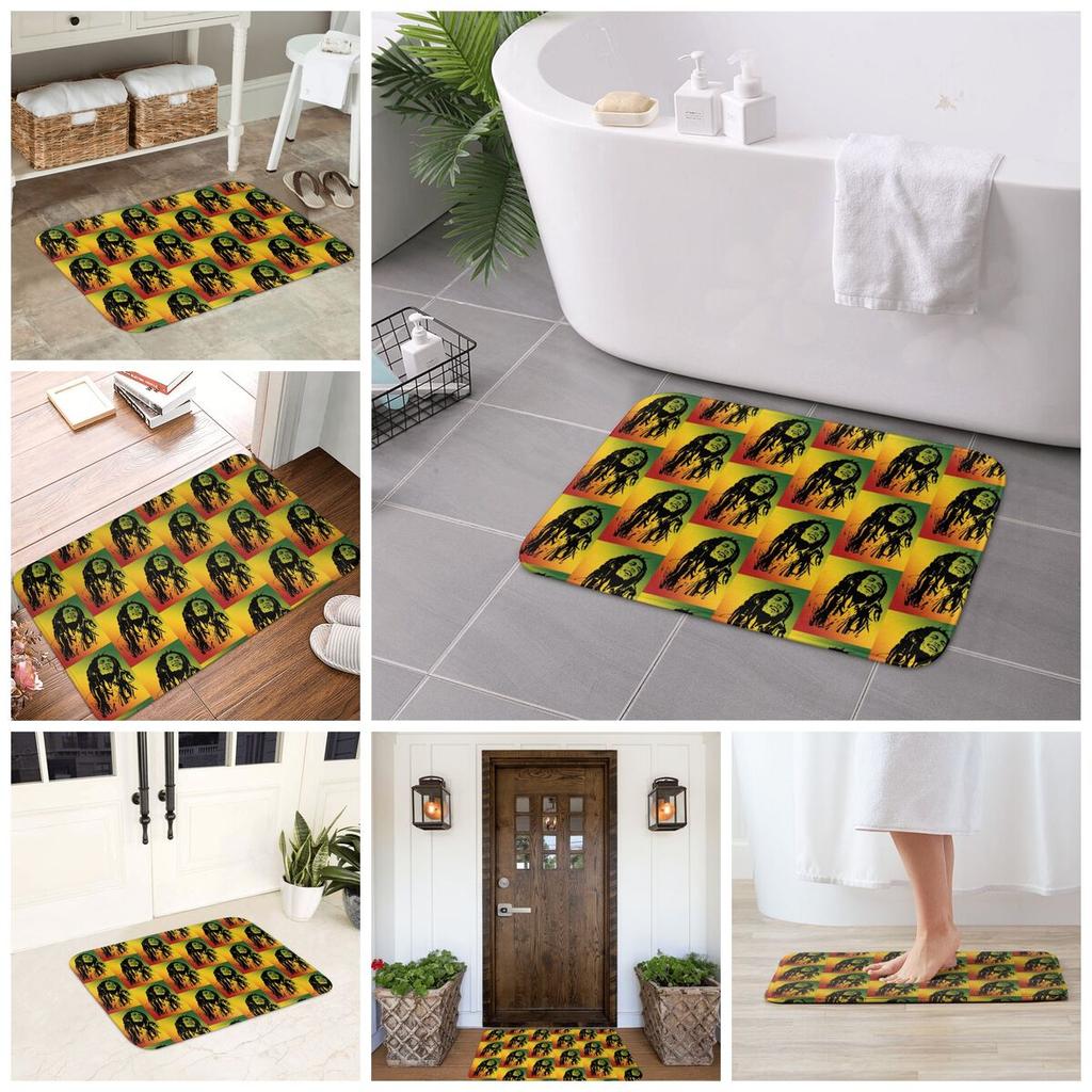 Bob Marley Reggae rutschfeste Fußmatte Bodenmatte Sandkratzmatte Teppich für Kücheneingang Haus Badezimmer Wohnzimmer Fußmatte
