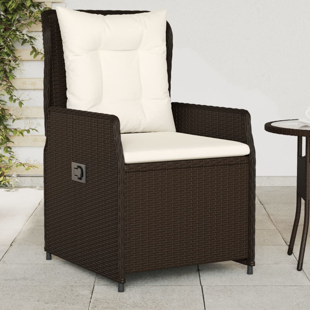 Garden Chair Set 2 pcs Adjustable Brown Poly Rattan