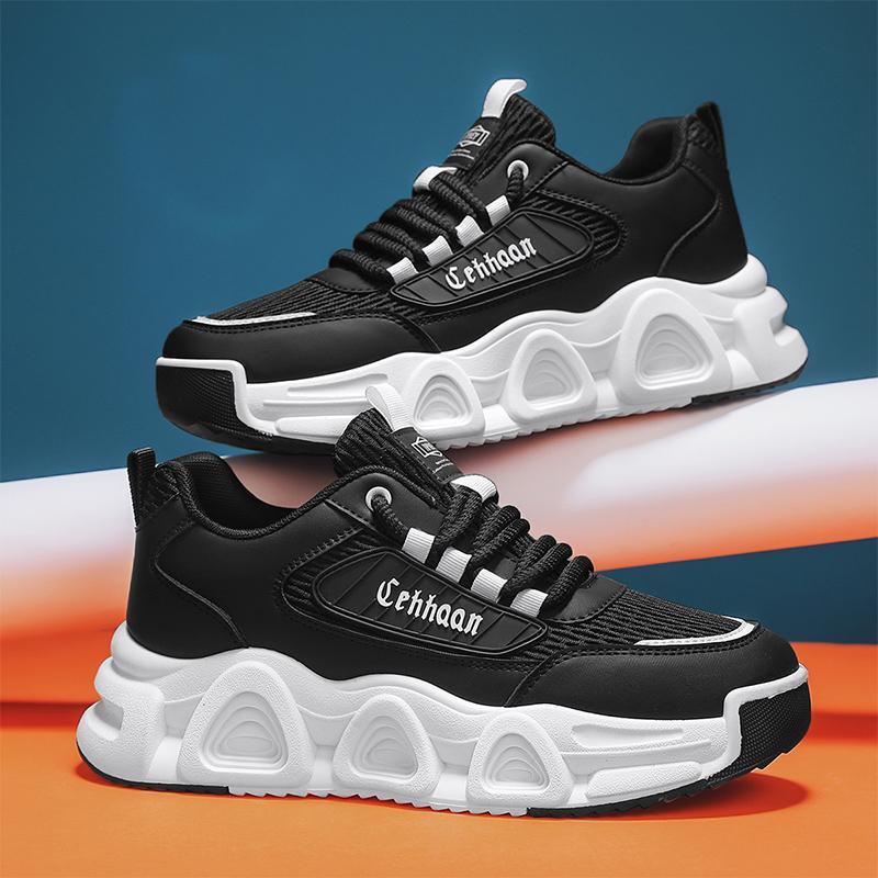 

Весна-лето 2025 новая сетчатая платформа модная обувь дышащие студенческие кроссовки модная повседневная модная спортивная обувь мужская обувь 44 чёрный