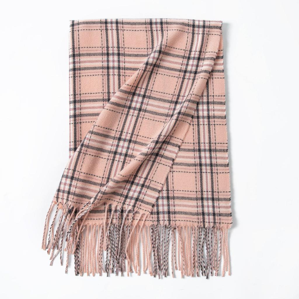 New sweet warm imitation cashmere scarf plaid student couple winter thickened warm scarf