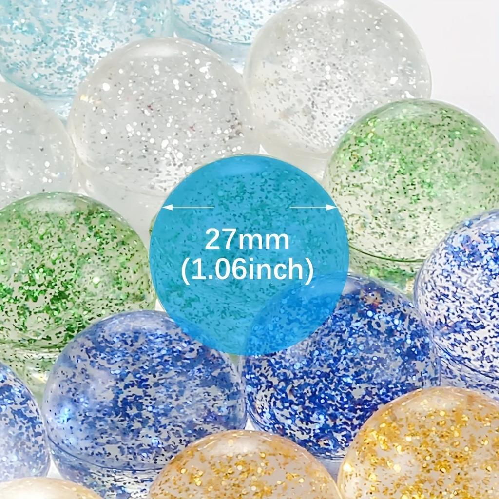 [Glittery Bouncing Balls] 20pcs Colorful Glittery Bouncing Balls-Assorted Rubber Party Favors,27mm Sparkling Multi-Colored Balls
