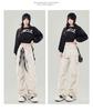 Women's Early Spring Apricot Cargo Jeans: New Design, Multi-Pocket, Loose, Wide-Leg, Floor-Length