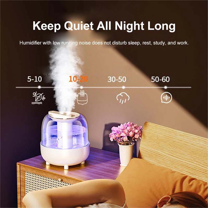 New 4L Double Spray Humidifier Home Mute Transparent Spray Fog With Night Light Usb Large Capacity Humidifier For Bedroom Office