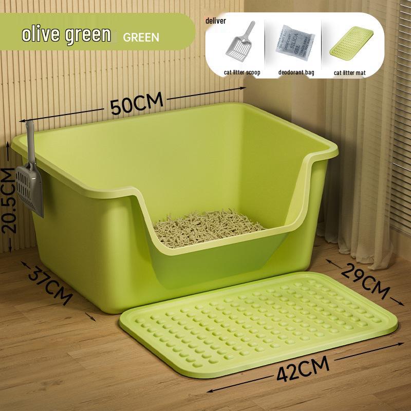 Extra Große Halboffene Anti-Tracking Katzentoilette