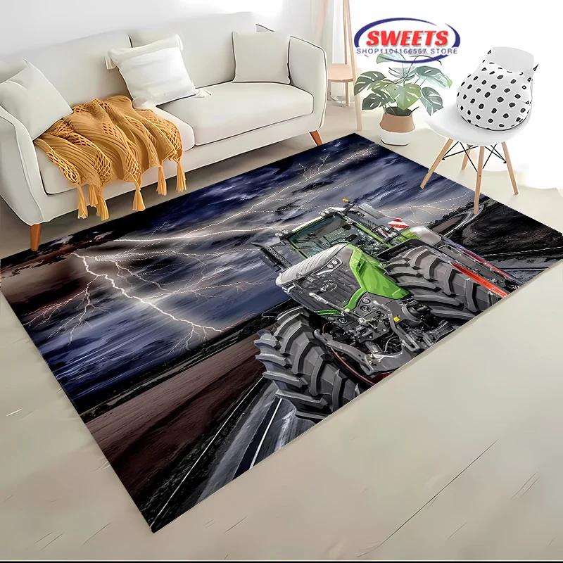 Large Machinery Tractor Series Pattern Large Carpet for Home Living Room Kids Bedroom,Sofa Doormat Floor Rug Anti-slip Decor Mat