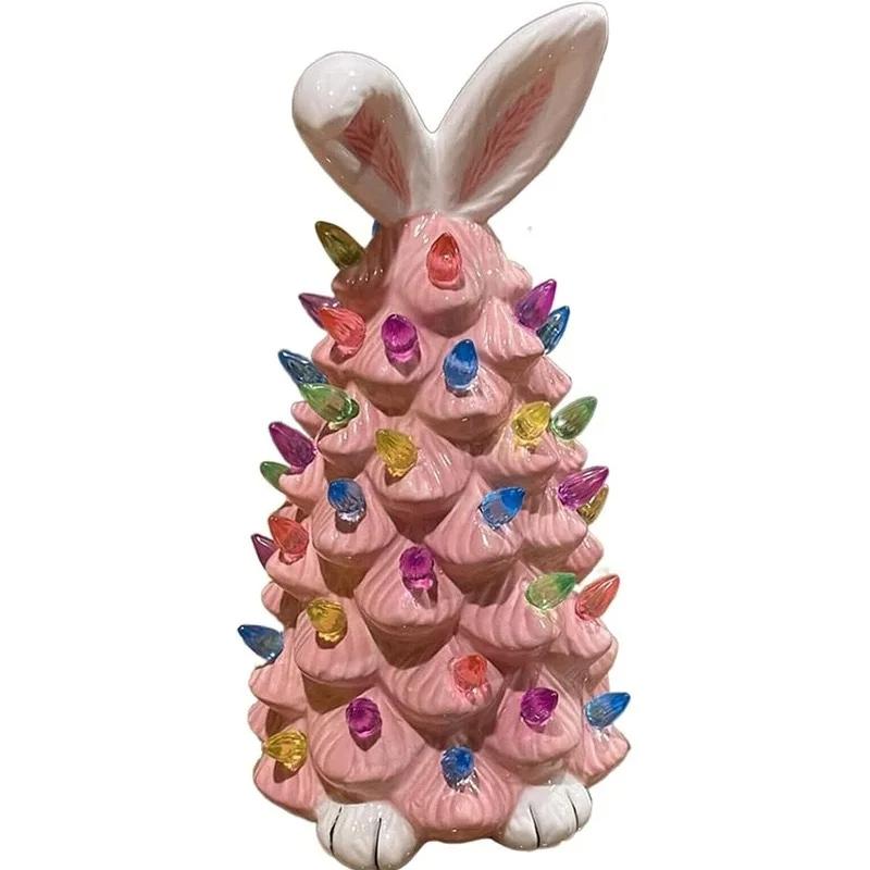 

Lighted Easter Tabletop Tree White Tree Easter With Ears Tree Light Up Easter Decorations 2026 Easter Large Ornament розовый