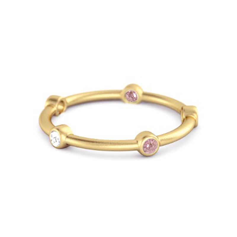 Rosa Topas Infattad Stapelring Dam Vigselring - 925 Sterlingsilver Guld Vermeil