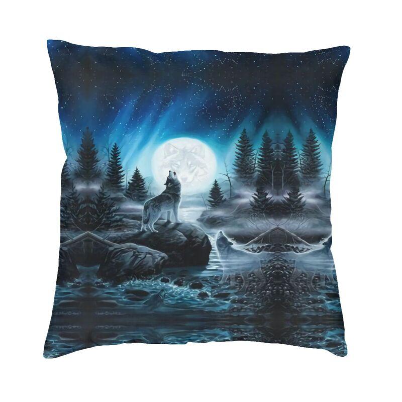 Custom Wolf Tree Pillow Case 45X45Cm Decoration Kawaii Animal Cushions For Sofa Square Pillowcase