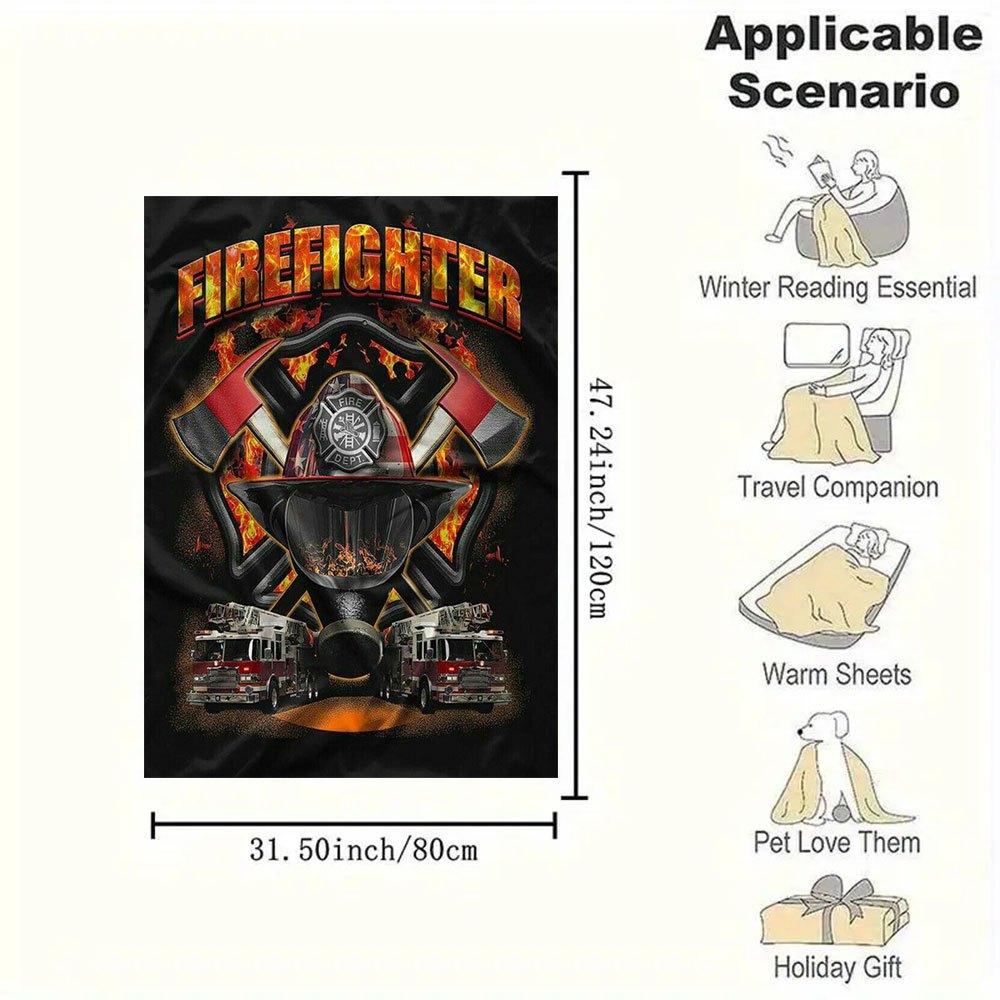 Firefighter Helmet T-Shirt - Fire Department GearBlanket Flannel Throw Blanket for Sofa, Bed, Travel, Camping, Office, Couch, Chair, And Bed